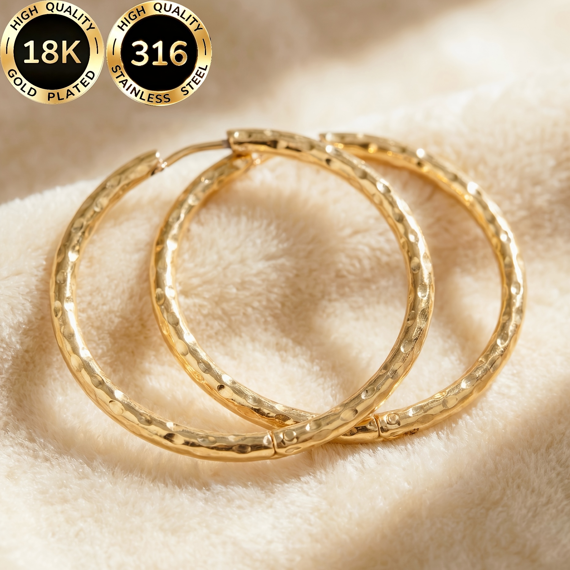 Women's 18K Gold-Plated Minimalist Curved Hoop Earrings